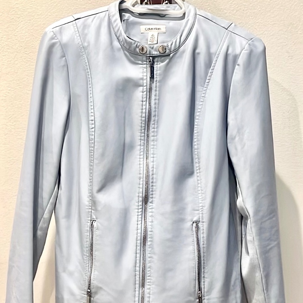 Calvin Klein Blue Leather Jacket